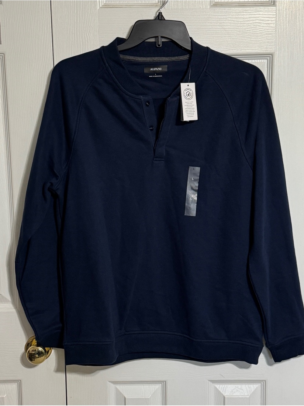 Alfani Men's Dark Navy Long-Sleeve Henley Sweatshirt